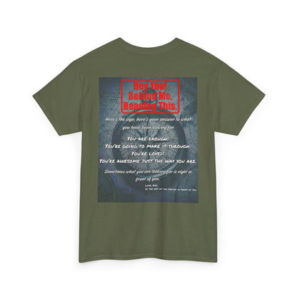 Hey You, The Answer. Motivational Back Print Tee — “Behind Me” Inspirational Graphic T‑Shirt