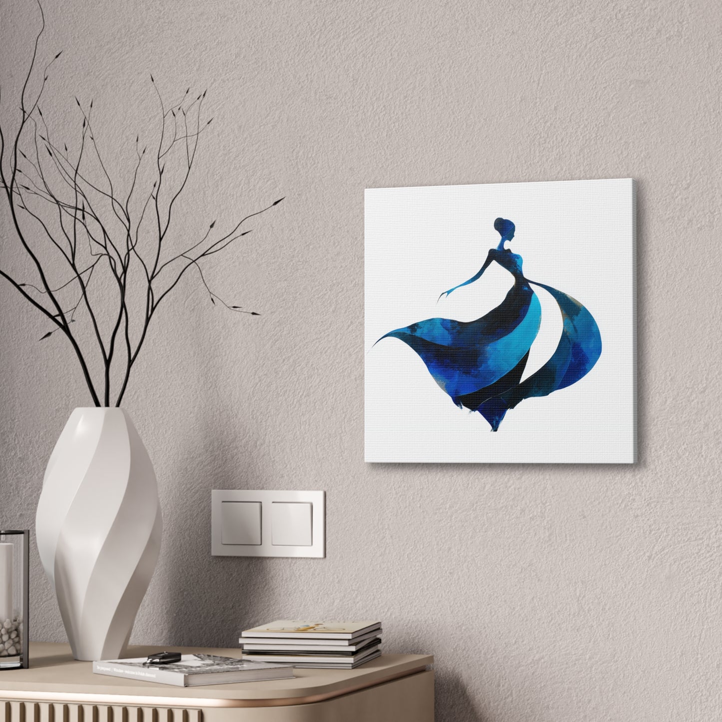 Dancing with the Water Series #3 -Elegant Silhouette Canvas Wall Art, Abstract Decor for Home, Gift for Women, Living Room Artwork, Dance Theme Decoration