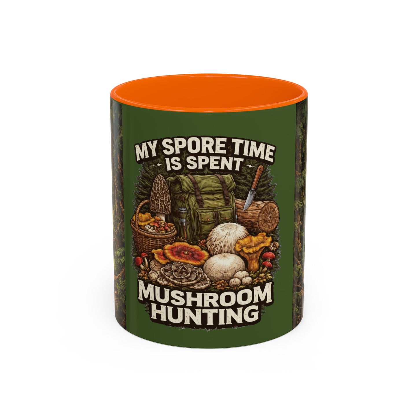 "My Spore Time Is Spent Mushroom Hunting" #2 Accent Coffee Mug (11/15oz)