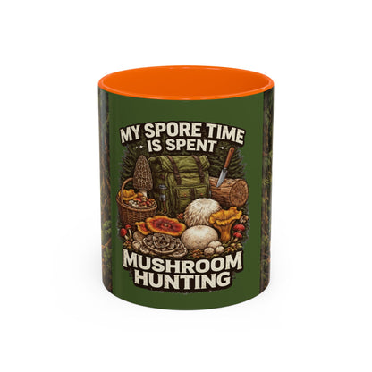 "My Spore Time Is Spent Mushroom Hunting" #2 Accent Coffee Mug (11/15oz)