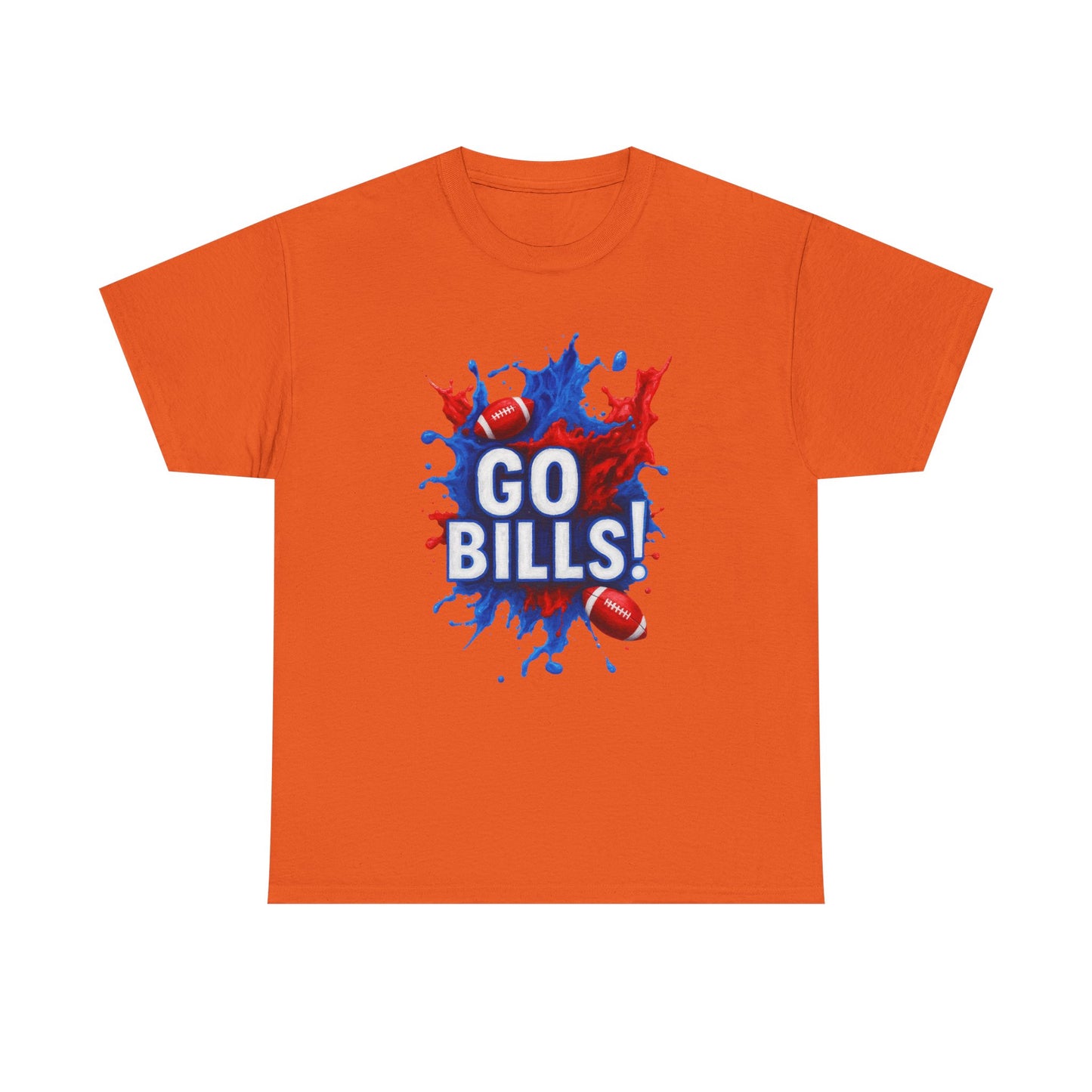 Go Bills -Cheerful Sports Tee - Go Bills! Unisex Heavy Cotton T-Shirt, Game Day Apparel, Football Fan Shirt, Spirit Wear, Gift for Sports Lovers