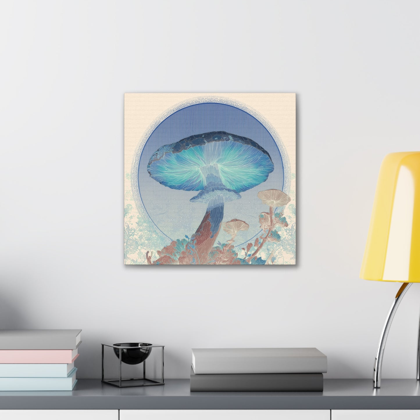 Surreal Shroom Light -Mushroom Canvas Art, Stretched Wall Decor, Bohemian Home Decor, Psychedelic Wall Art, Nature-Inspired Art