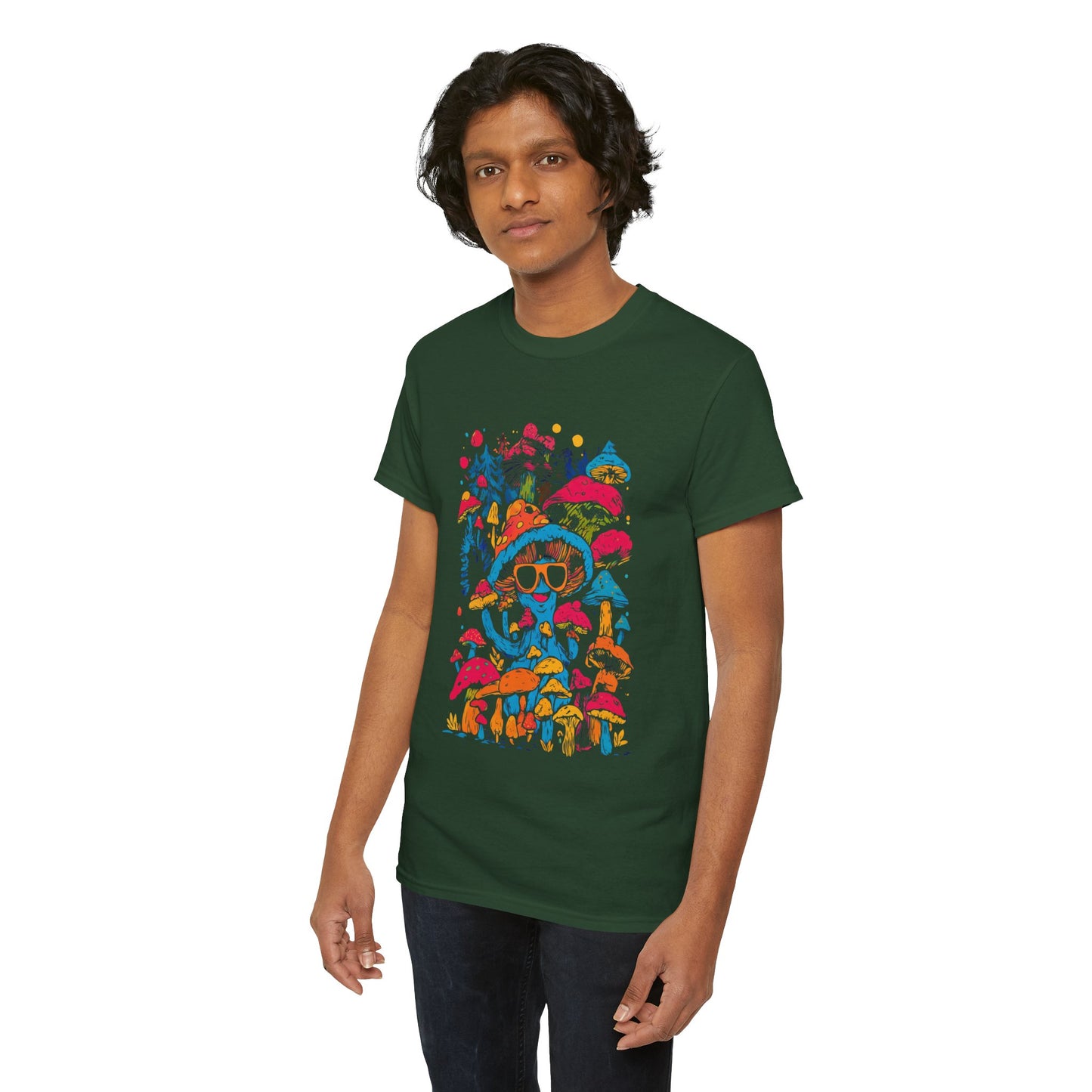 Shroom Dude - Mushroom Tee, Unisex Heavy Cotton T-Shirt, Vibrant Graphic Shirt, Perfect for Festivals, Eco-friendly Gift, Casual Wear