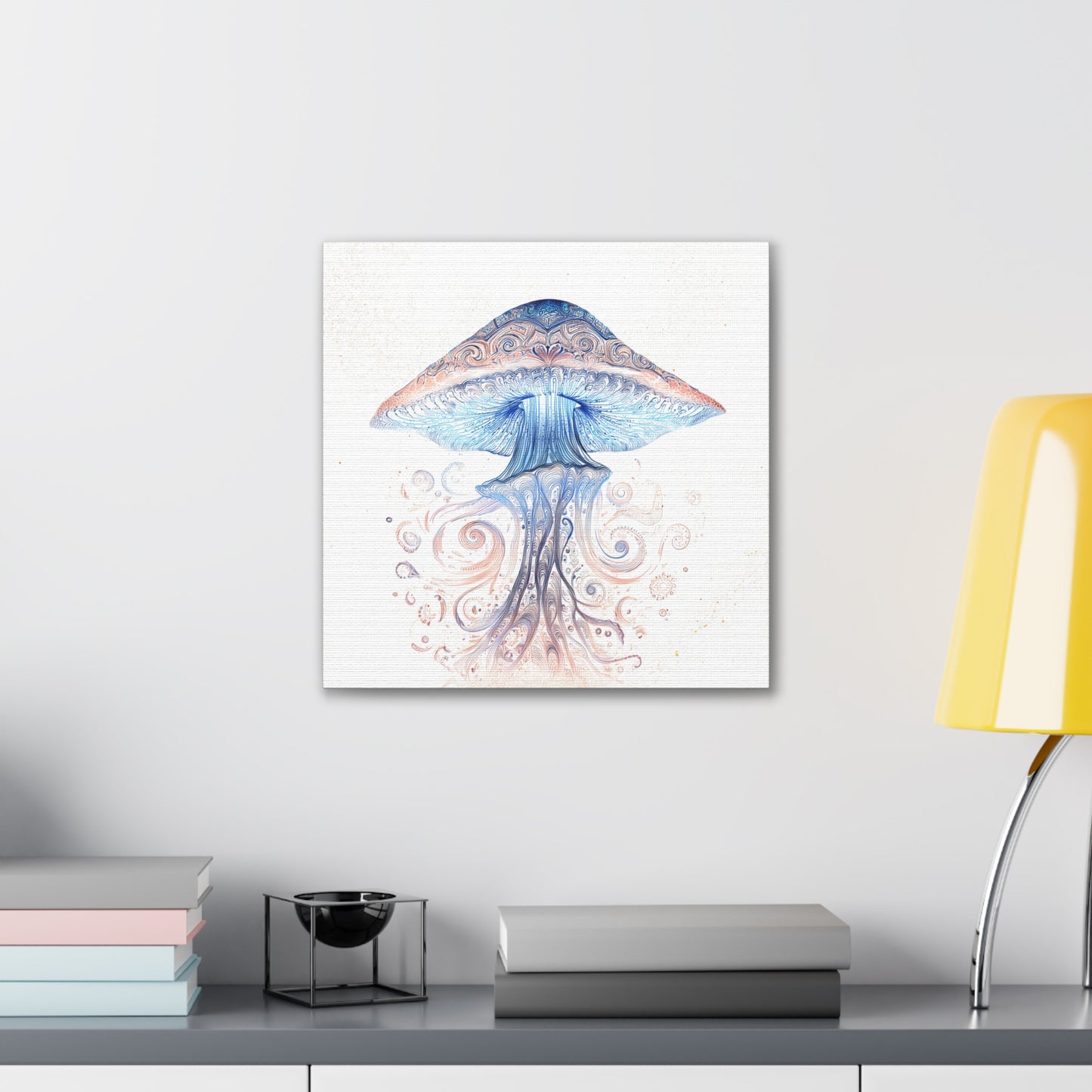 Swirl Light -Mushroom Canvas Art, Stretched Wall Decor, Bohemian Home Decor, Psychedelic Wall Art, Nature-Inspired Art