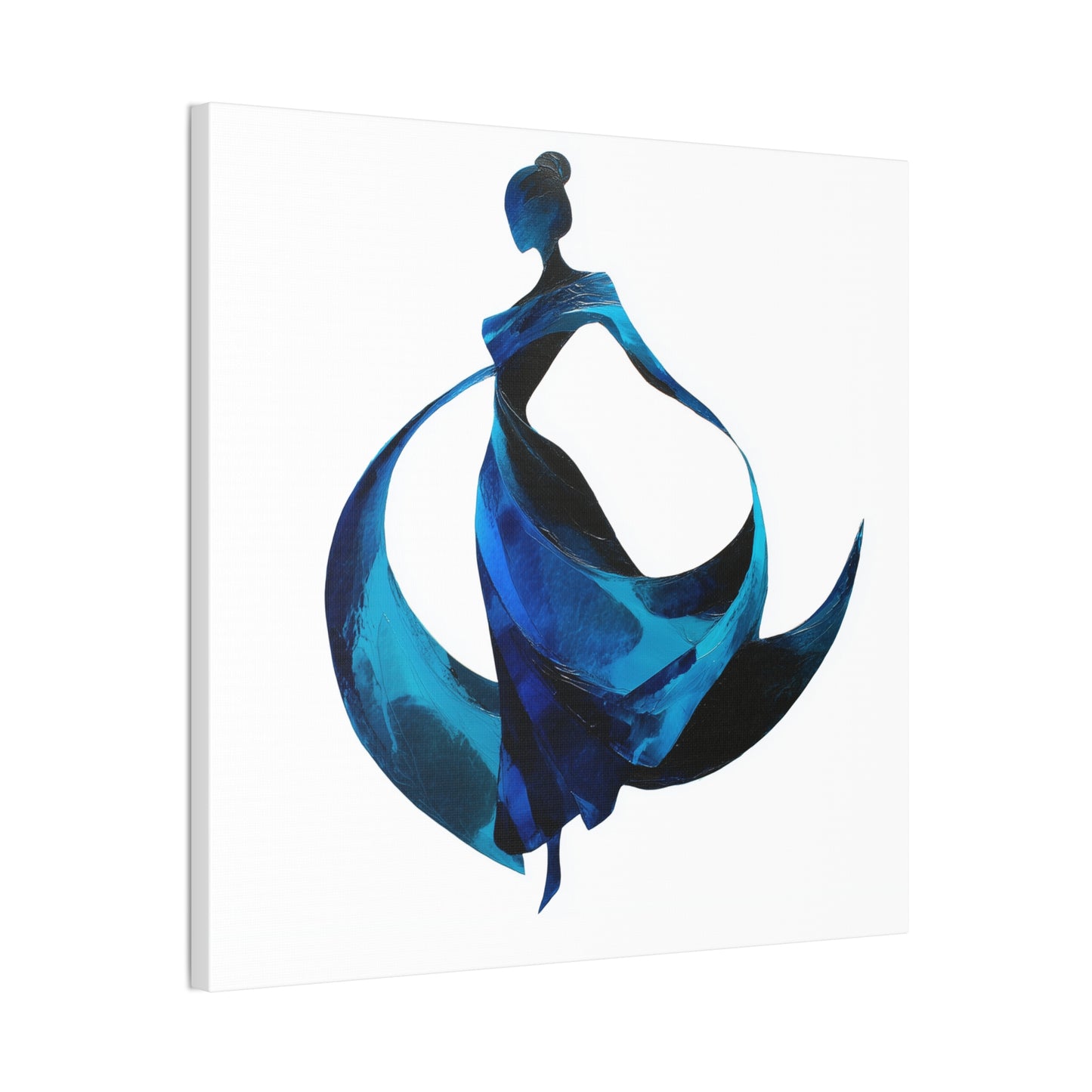 Dancing with the Water Series #1 -Elegant Art Canvas Print, Blue Dress Wall Decor, Feminine Artwork, Home Decor Gift, Birthday or Wedding Decoration