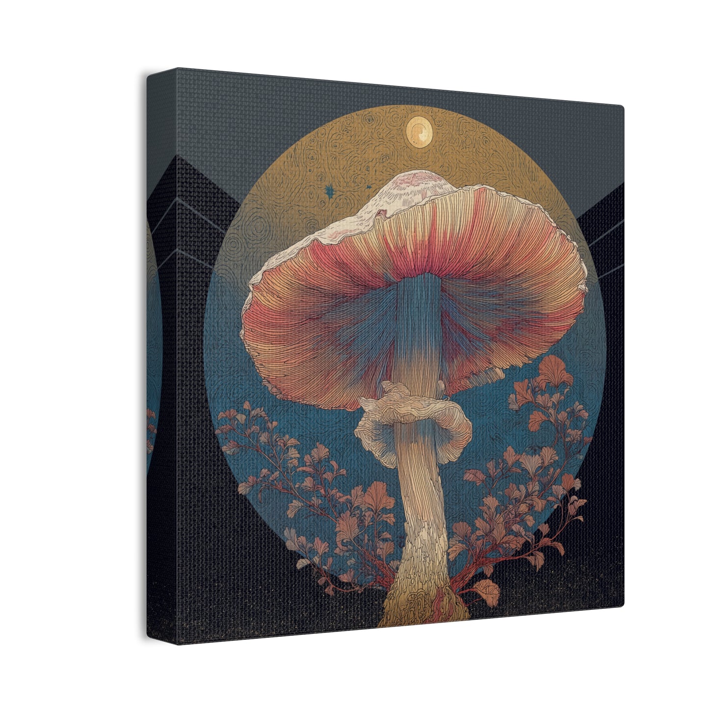 Moonlight Mushroom-Mushroom Canvas Art, Stretched Wall Decor, Bohemian Home Decor, Psychedelic Wall Art, Nature-Inspired Art