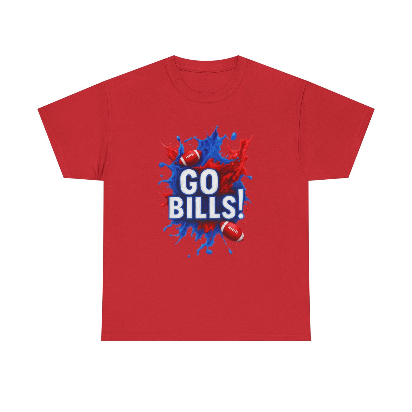 Go Bills -Cheerful Sports Tee - Go Bills! Unisex Heavy Cotton T-Shirt, Game Day Apparel, Football Fan Shirt, Spirit Wear, Gift for Sports Lovers