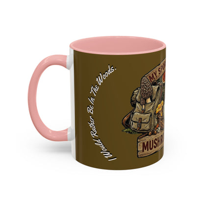Mushroom Hunting Coffee Mug – "My Spore Time Is Spent" Rustic Forager Accent Mug