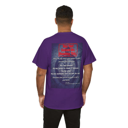 Hey You, The Answer. Motivational Back Print Tee — “Behind Me” Inspirational Graphic T‑Shirt