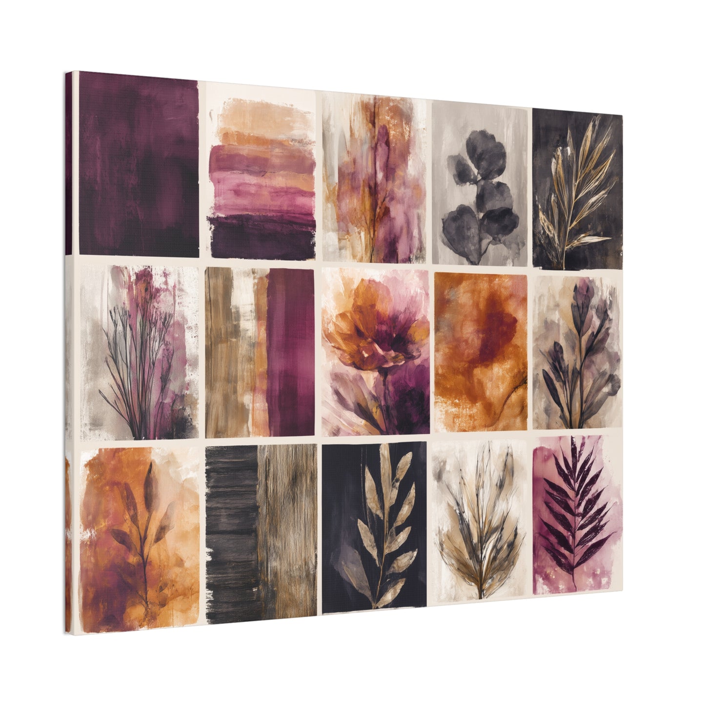 Golden Plum Series #4 Floral Canvas Wall Art, Abstract Flowers Print, Home Decor, Living Room Artwork, Purple and Gold Wall Decor