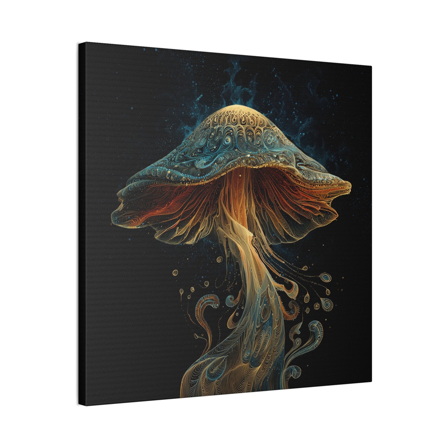 Floating High-Mushroom Canvas Art, Stretched Wall Decor, Bohemian Home Decor, Psychedelic Wall Art, Nature-Inspired Art
