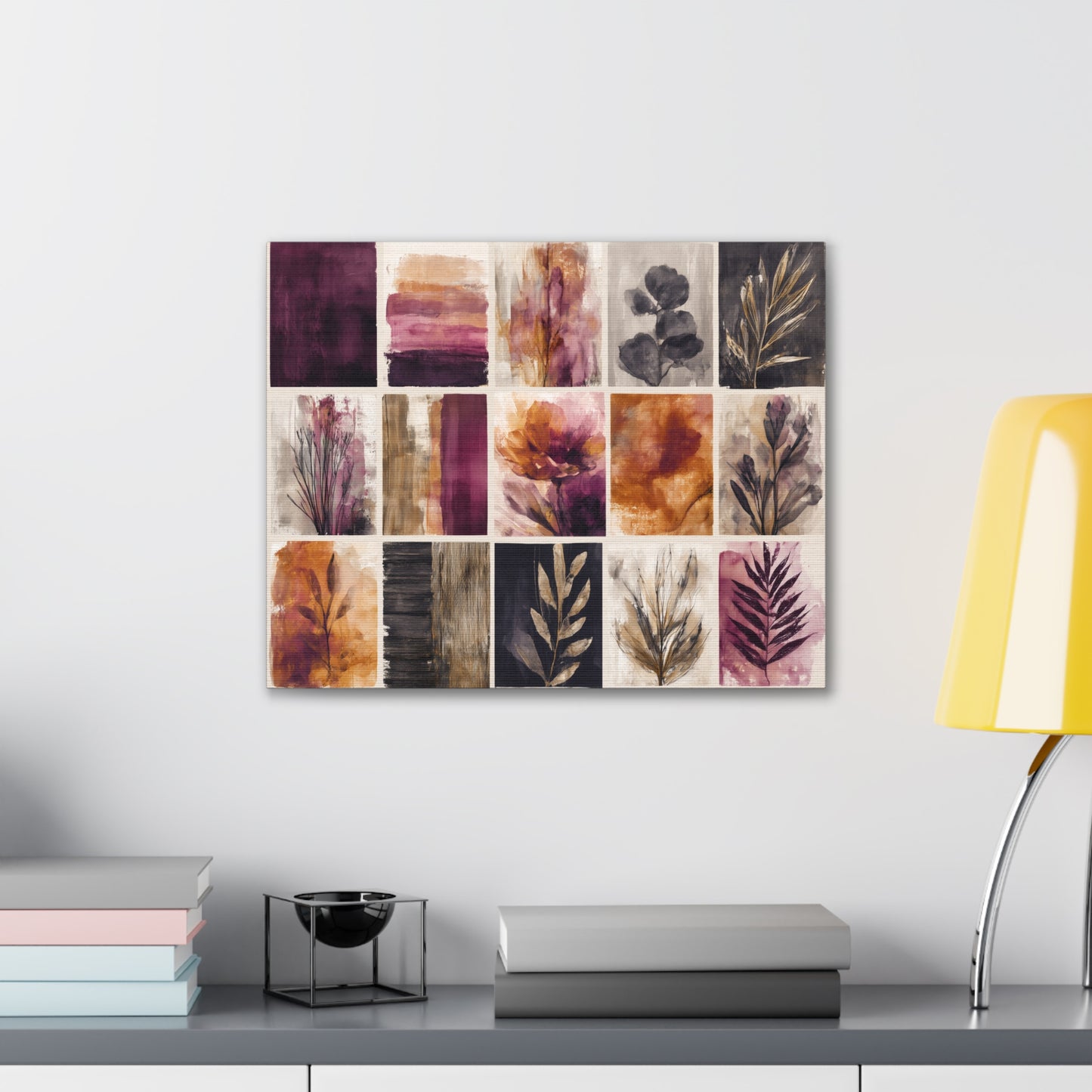 Golden Plum Series #4 Floral Canvas Wall Art, Abstract Flowers Print, Home Decor, Living Room Artwork, Purple and Gold Wall Decor