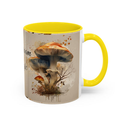 Mushroom Magic Accent Coffee Mug — 11/15oz Ceramic Cup with Woodland Fungi Design