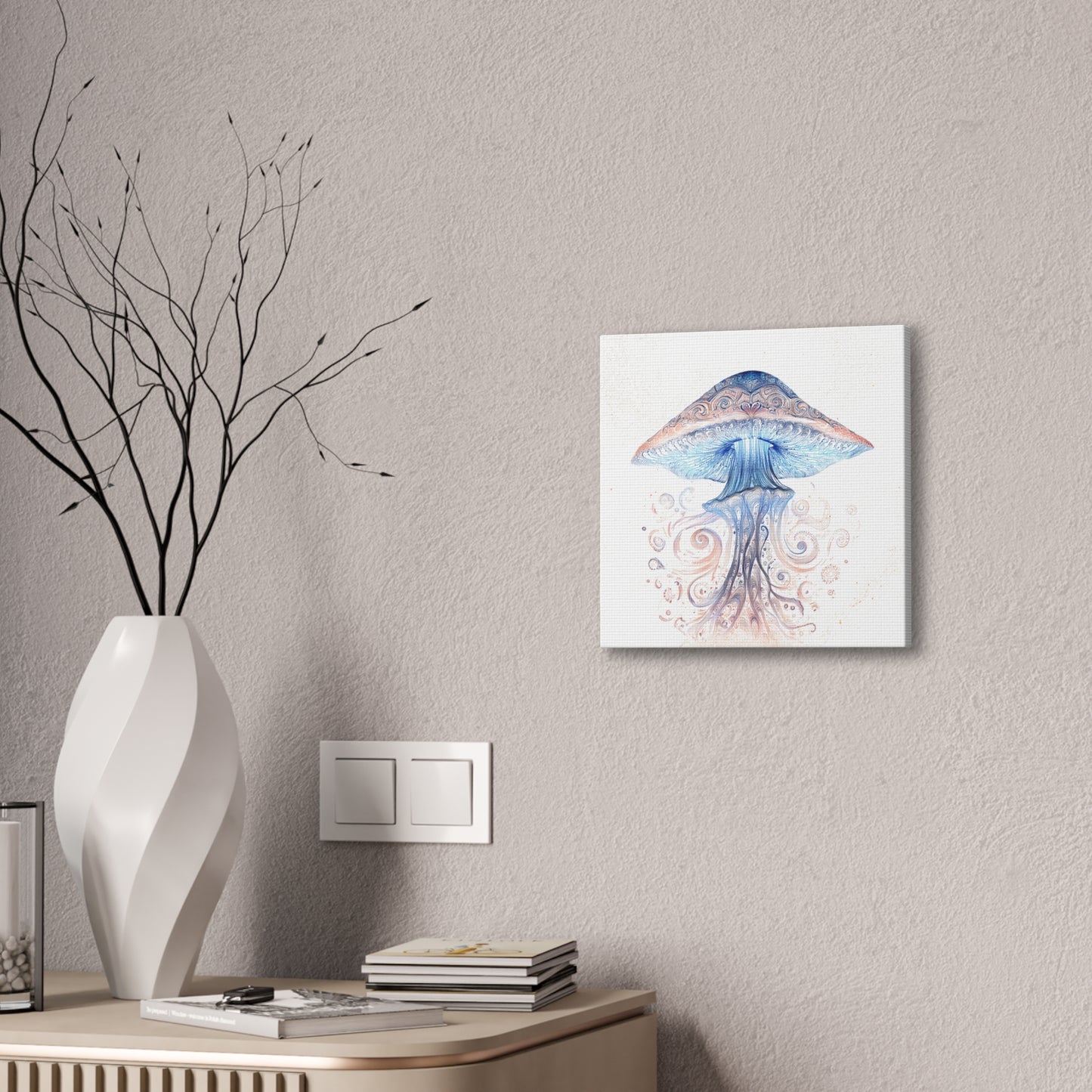 Swirl Light -Mushroom Canvas Art, Stretched Wall Decor, Bohemian Home Decor, Psychedelic Wall Art, Nature-Inspired Art