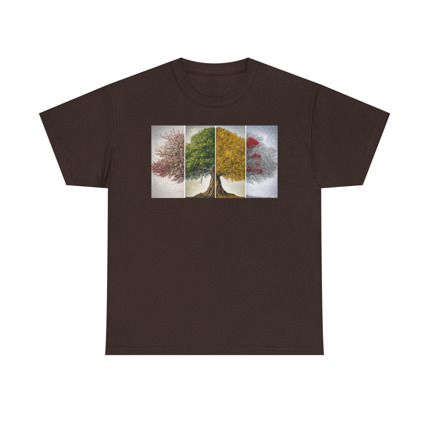 Seasonal Tree Unisex Heavy Cotton Tee | Nature Lover Gift, Fall Fashion, Eco-Friendly Apparel, Casual Wear, Outdoor Adventure