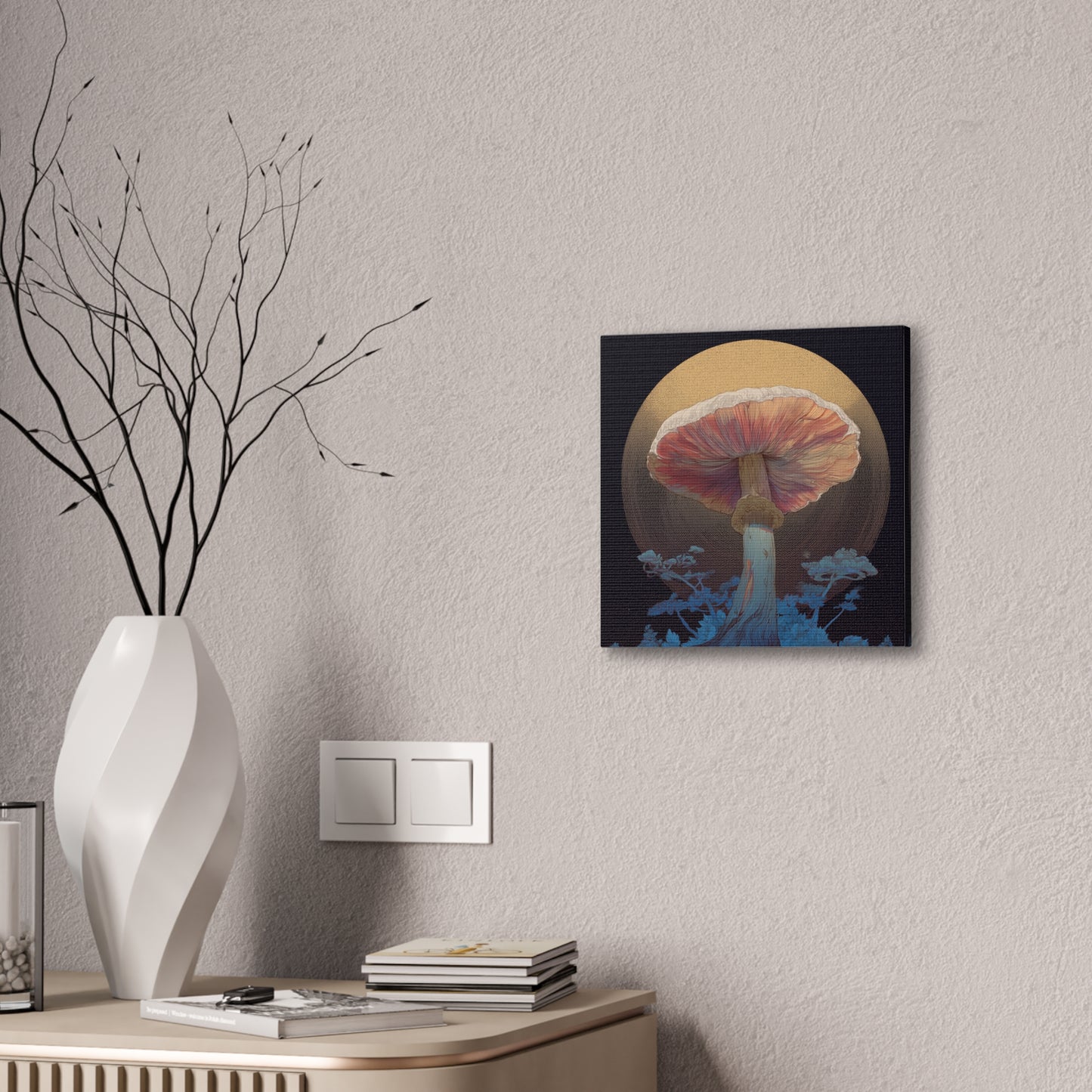Forest Light -Mushroom Canvas Art, Stretched Wall Decor, Bohemian Home Decor, Psychedelic Wall Art, Nature-Inspired Art