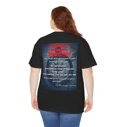 Hey You, The Answer. Motivational Back Print Tee — “Behind Me” Inspirational Graphic T‑Shirt
