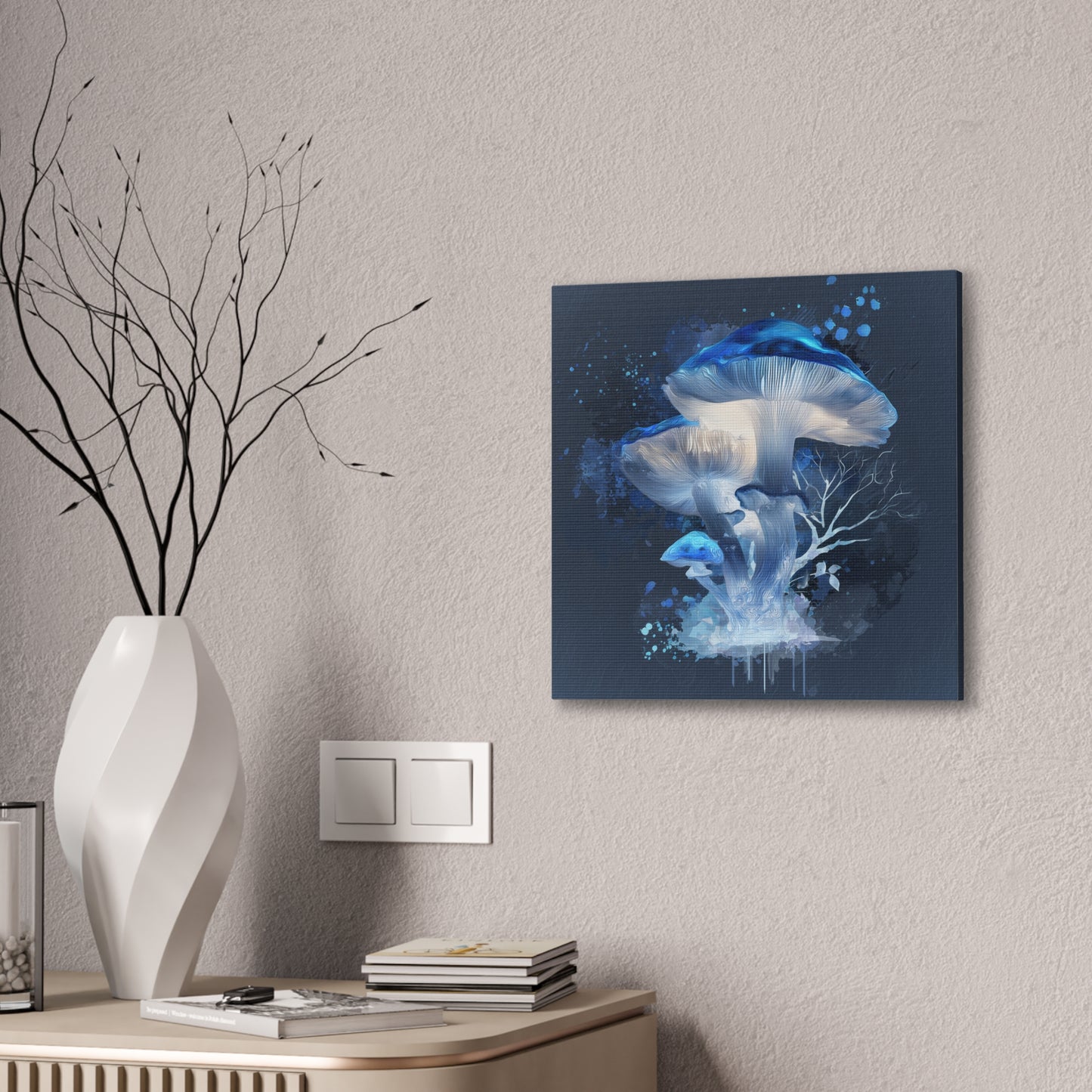 Fruiting Body Light -Mushroom Canvas Art, Stretched Wall Decor, Bohemian Home Decor, Psychedelic Wall Art, Nature-Inspired Art