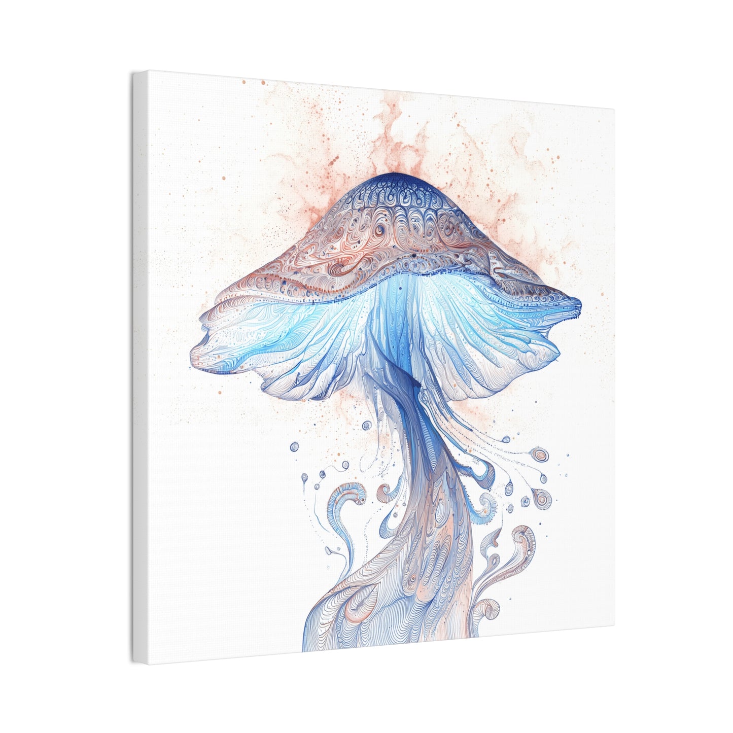 Floating High Inverse -Mushroom Canvas Art, Stretched Wall Decor, Bohemian Home Decor, Psychedelic Wall Art, Nature-Inspired Art