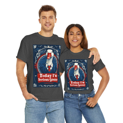 Serious Goose Tee, Funny Graphic T-Shirt, Quirky Unisex Shirt, Unique Gift for Goose Lovers, Perfect for Casual Wear