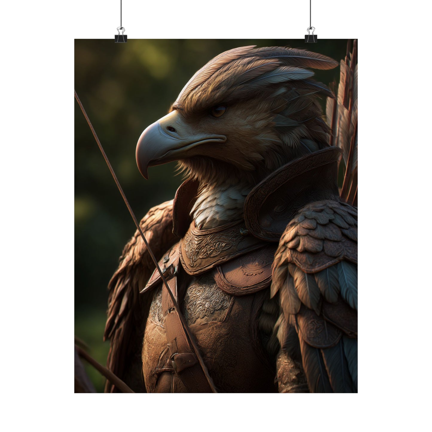 Aarakoca Ranger - Fantasy Art Satin Paper Poster — Fantasy Armor Bird Art Print