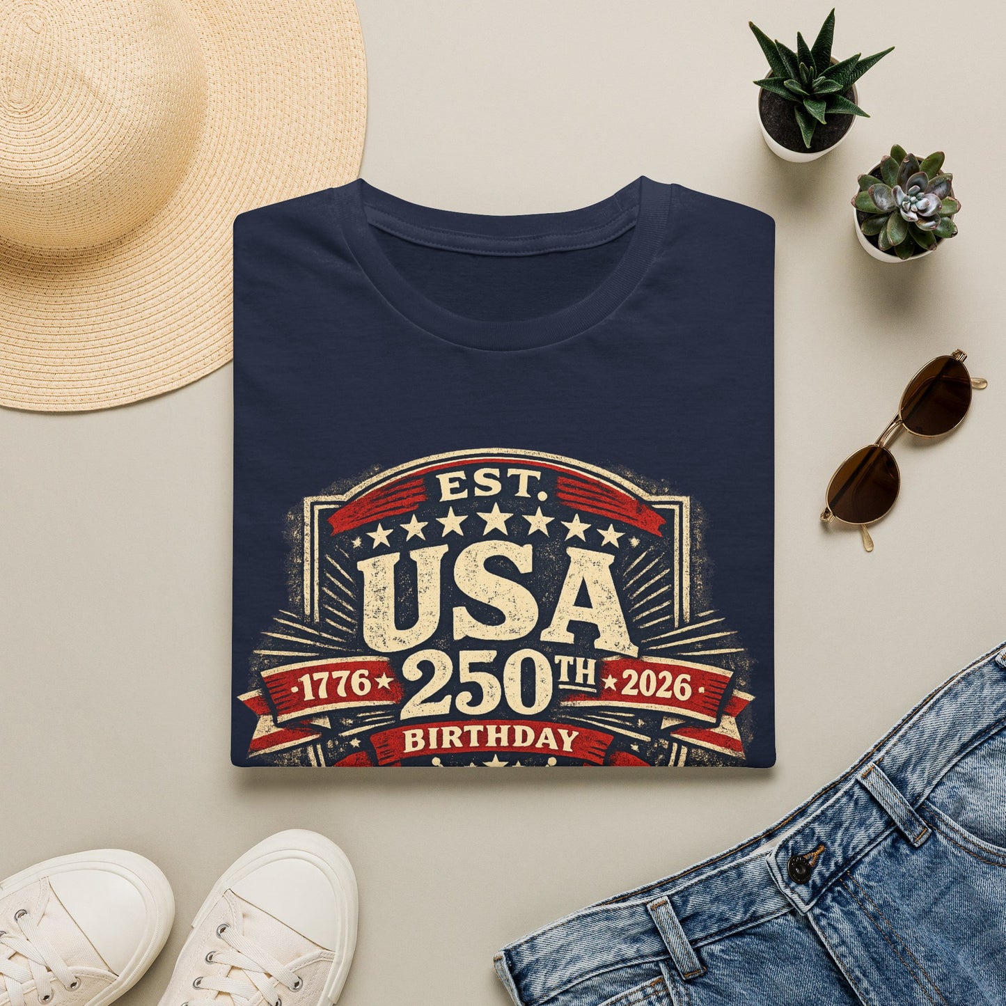 USA 250th Birthday T-Shirt — 1776-2026 Retro American Celebration Tee