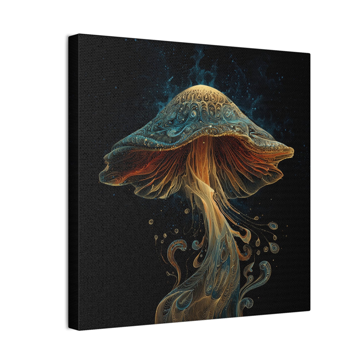 Floating High-Mushroom Canvas Art, Stretched Wall Decor, Bohemian Home Decor, Psychedelic Wall Art, Nature-Inspired Art