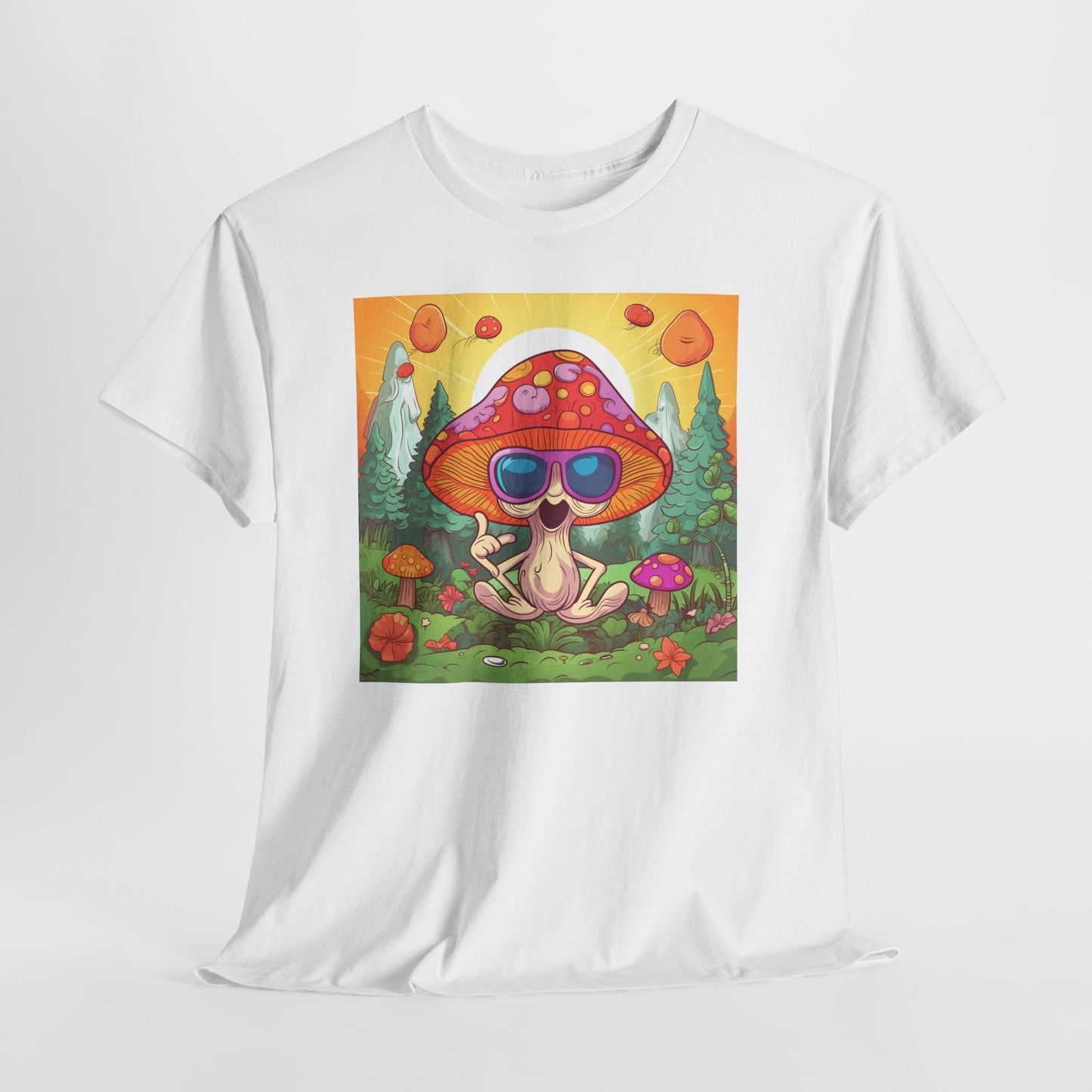 Whimsical Mushroom Tee, Casual T-Shirt, Gift for Nature Lovers, Eco-Friendly Apparel, Unisex Graphic Shirt