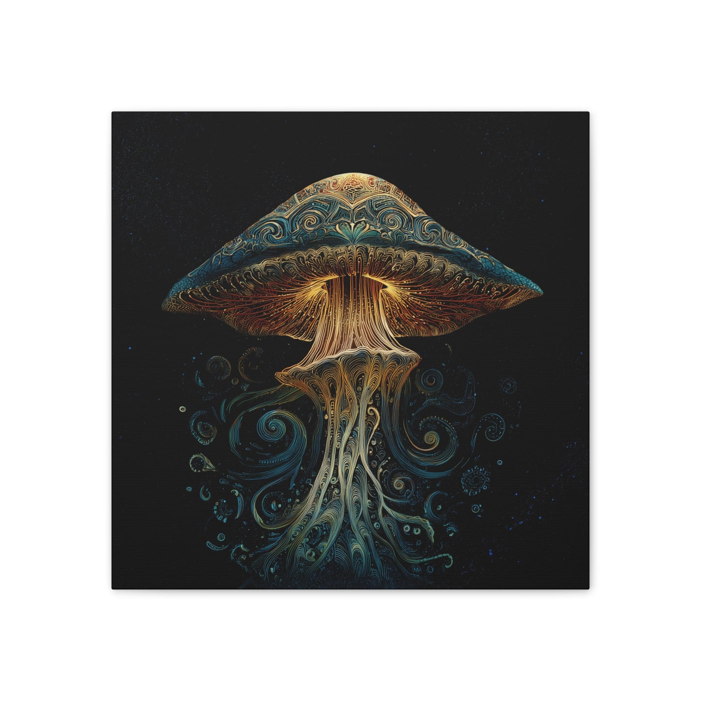 Swirl -Mushroom Canvas Art, Stretched Wall Decor, Bohemian Home Decor, Psychedelic Wall Art, Nature-Inspired Art