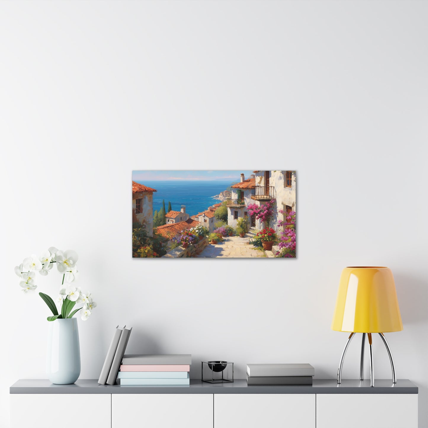 Stretched Canvas Art Print, Coastal Village Decor, Nautical Wall Art, Beach House Decor, Gift for Ocean Lovers