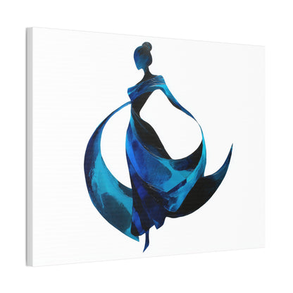 Dancing with the Water Series #1 -Elegant Art Canvas Print, Blue Dress Wall Decor, Feminine Artwork, Home Decor Gift, Birthday or Wedding Decoration