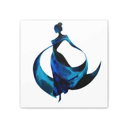 Dancing with the Water Series #1 -Elegant Art Canvas Print, Blue Dress Wall Decor, Feminine Artwork, Home Decor Gift, Birthday or Wedding Decoration
