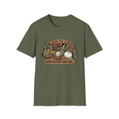 Mushroom Hunting T-Shirt — 'My Spore Time Is Spent' For Foragers & Outdoor Lovers