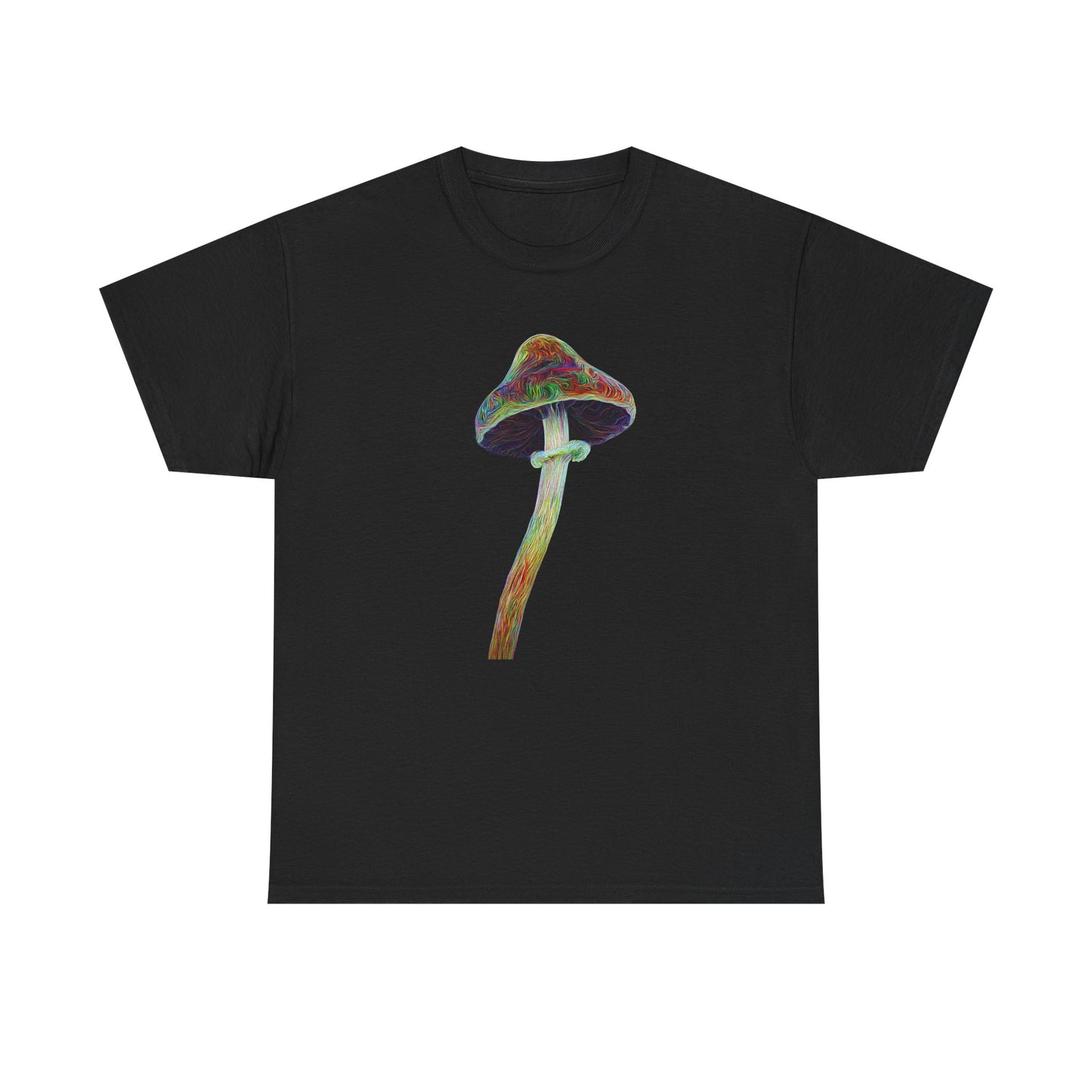 Colorful Psychedelic Mushroom2 - Tee, Unisex Heavy Cotton T-Shirt, Vibrant Graphic Shirt, Perfect for Festivals, Eco-friendly Gift, Casual Wear