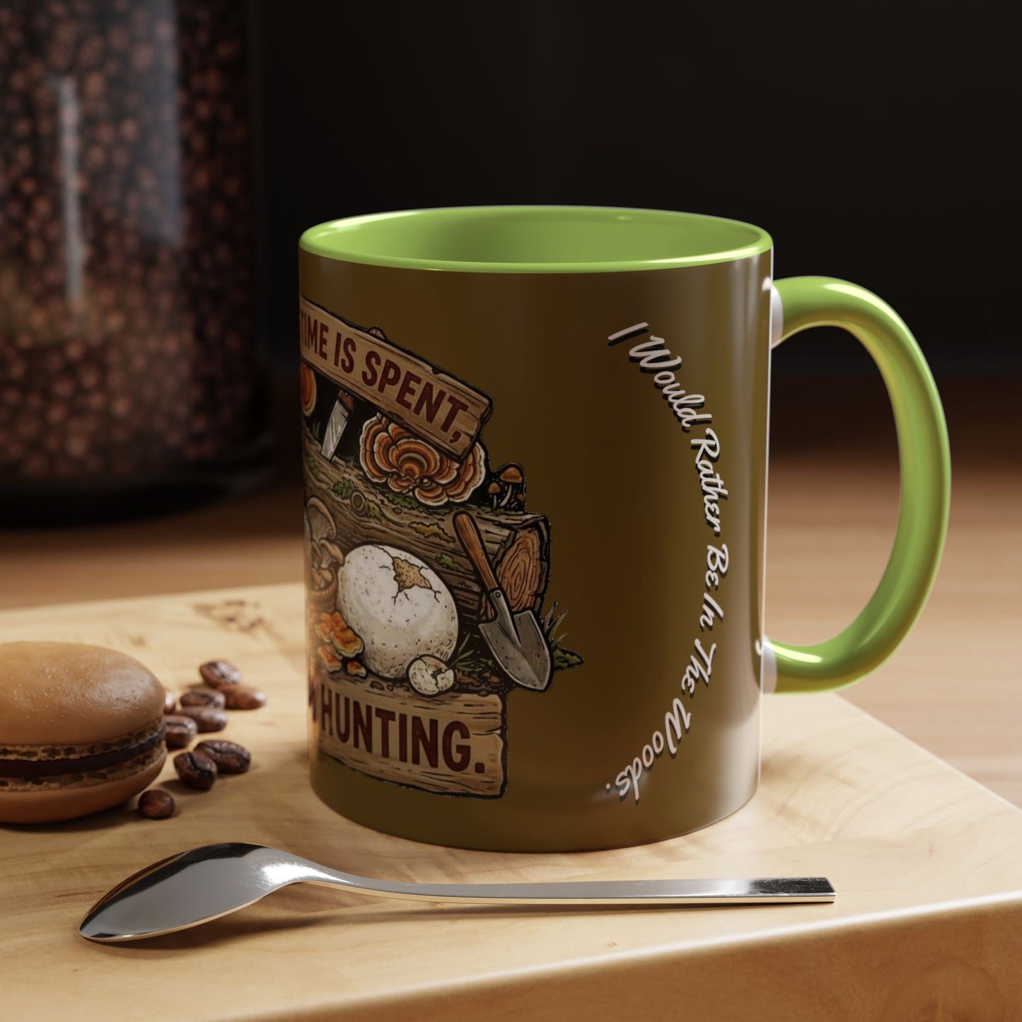 Mushroom Hunting Coffee Mug – "My Spore Time Is Spent" Rustic Forager Accent Mug