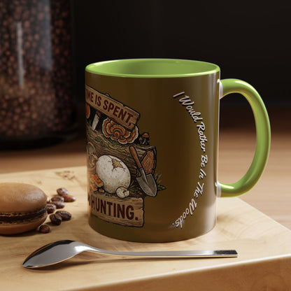 Mushroom Hunting Coffee Mug – "My Spore Time Is Spent" Rustic Forager Accent Mug