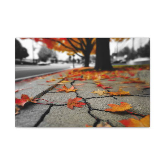 Autumn's Fragmented Canvas: Fallen Maple Leaf, Urban Decay, Seasonal Transition--1aceswild.myshopify.com