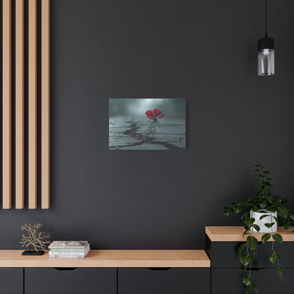 Resilient Bloom: Urban Concrete Nature, Defiant Red Flower Symbolism--1aceswild.myshopify.com