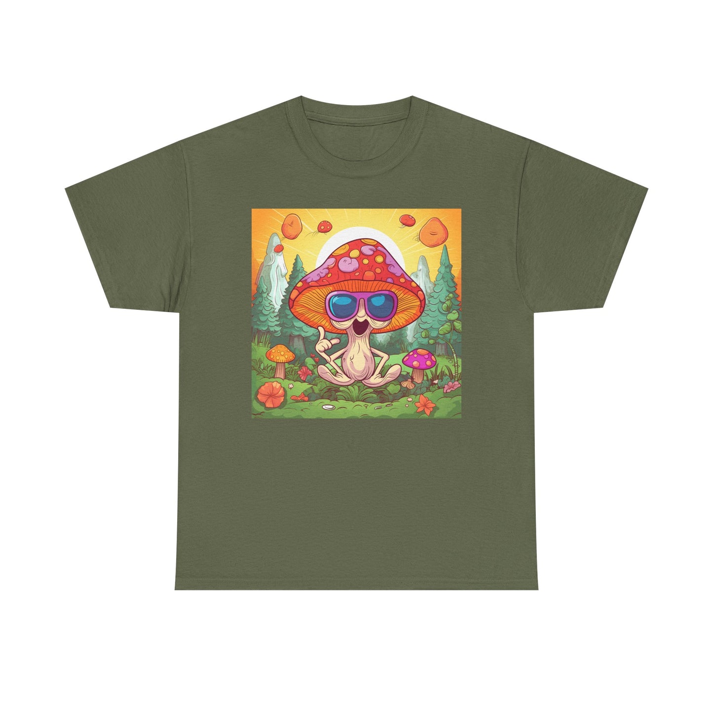 Whimsical Mushroom Tee, Casual T-Shirt, Gift for Nature Lovers, Eco-Friendly Apparel, Unisex Graphic Shirt