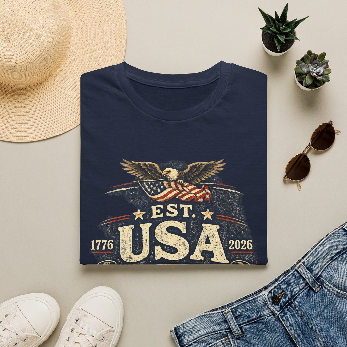USA Established 1776–2026 Vintage Eagle T-Shirt — 250 Years of Freedom