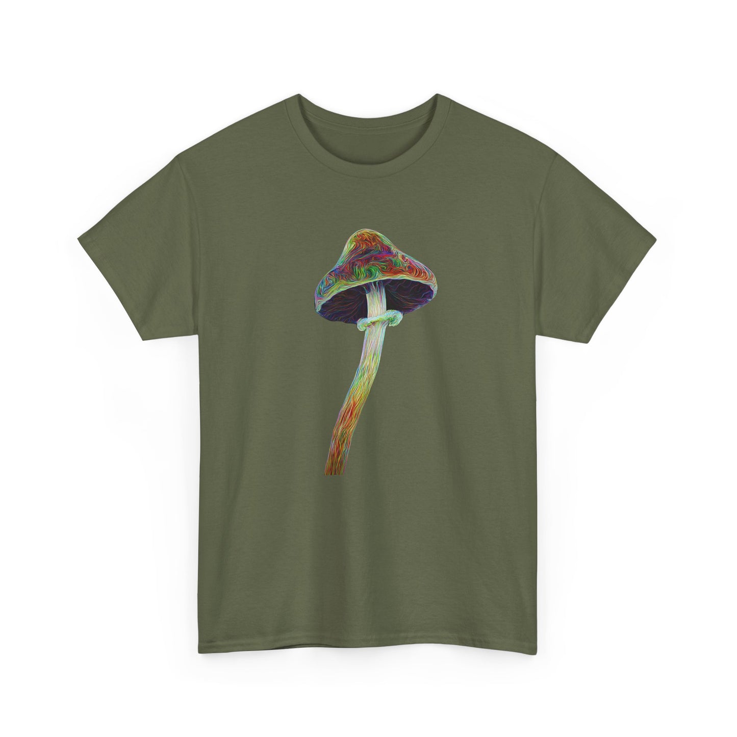 Colorful Psychedelic Mushroom2 - Tee, Unisex Heavy Cotton T-Shirt, Vibrant Graphic Shirt, Perfect for Festivals, Eco-friendly Gift, Casual Wear