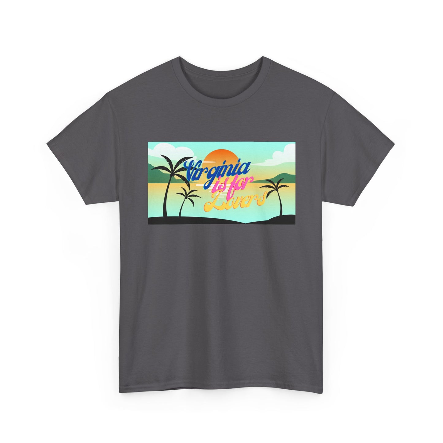 Virginia is for Lovers Dark -Vintage Sunset Graphic Tee, Beach Lover Shirt, Summer Vibe Unisex Tee, Gift for Vacation, Tropical Aesthetic Cotton Top