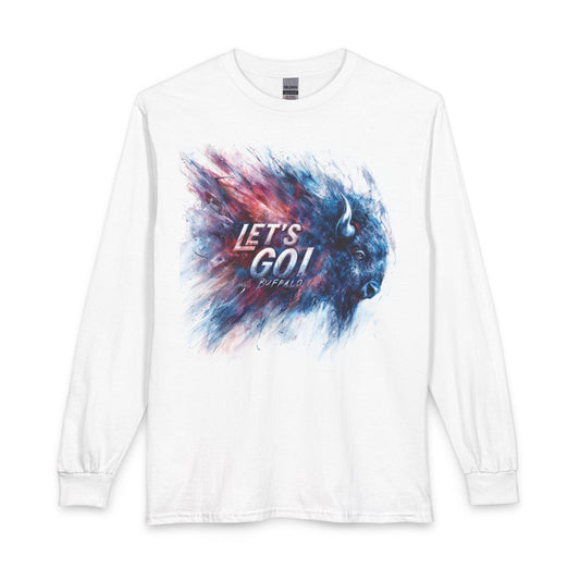 Let's Go Buffalo Long Sleeve Shirt — Energetic Brushstroke Graphic