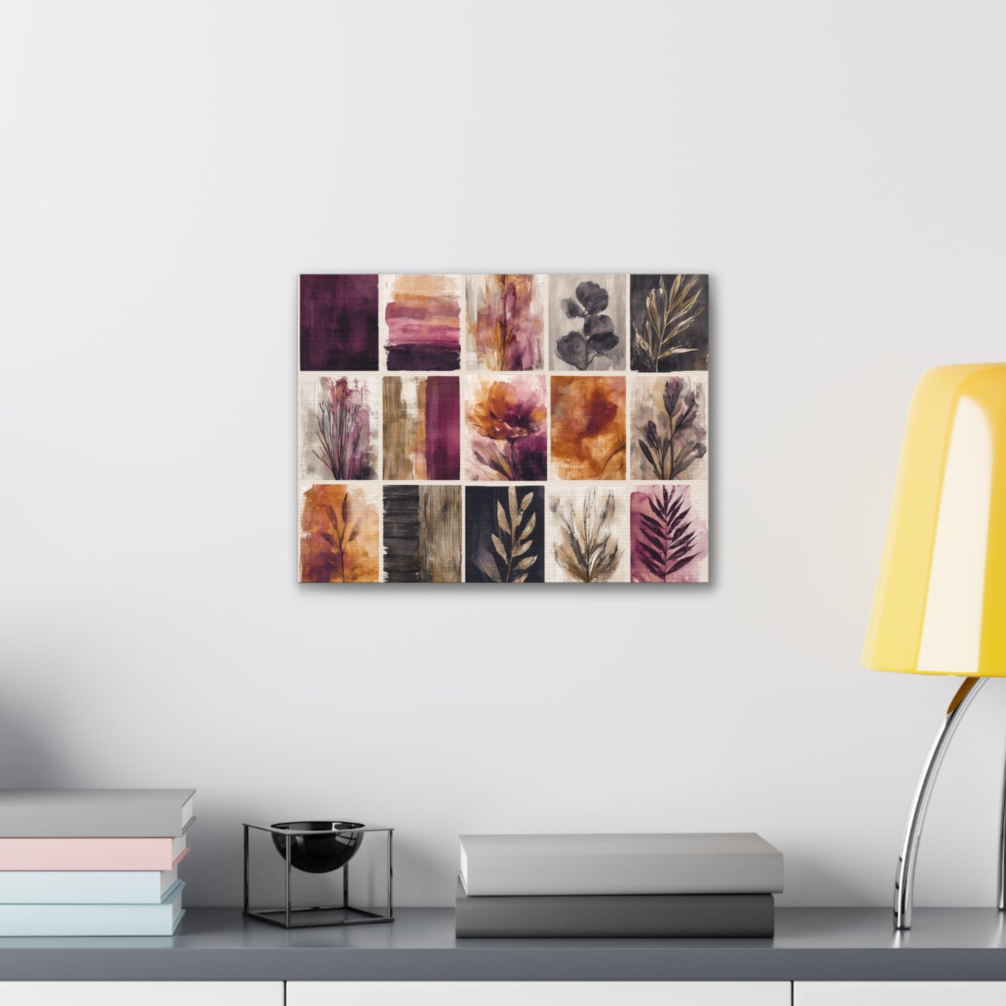 Golden Plum Series #4 Floral Canvas Wall Art, Abstract Flowers Print, Home Decor, Living Room Artwork, Purple and Gold Wall Decor