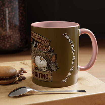 Mushroom Hunting Coffee Mug – "My Spore Time Is Spent" Rustic Forager Accent Mug