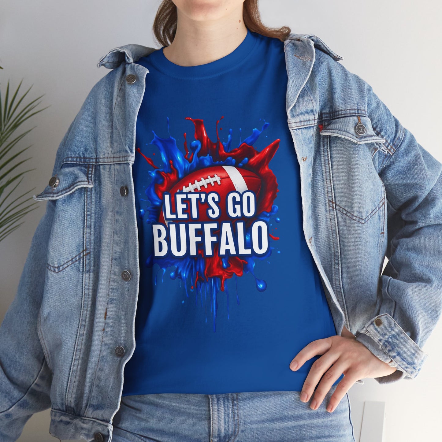 Let's Go Buffalo Splat -Buffalo Sports Fan Tee - Let's Go Buffalo Shirt, Game Day Apparel, Unisex Cotton T-Shirt, Tailgate Wear, Football Team Gear
