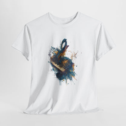 Abstract Music Keyboard Splash T‑Shirt — Watercolor Art Tee