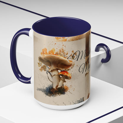 Mushroom Magic Accent Coffee Mug — 11/15oz Ceramic Cup with Woodland Fungi Design