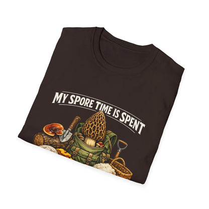 Mushroom Hunting T-Shirt — "My Spore Time Is Spent" For Foragers & Nature Lovers
