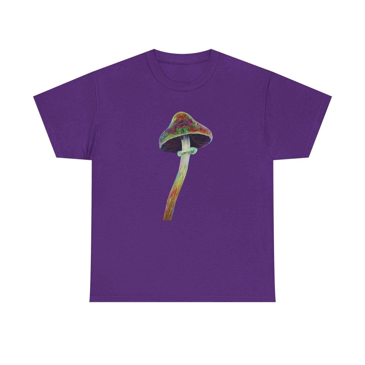 Colorful Psychedelic Mushroom2 - Tee, Unisex Heavy Cotton T-Shirt, Vibrant Graphic Shirt, Perfect for Festivals, Eco-friendly Gift, Casual Wear